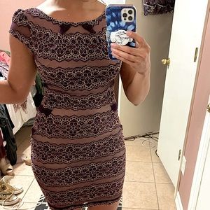 Beautiful burgundy and cream lace dress